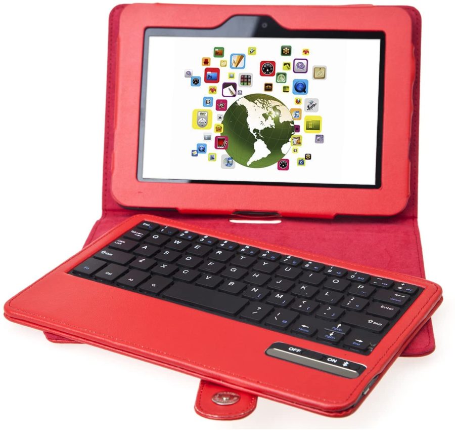 Protect PT144 - Amazon Kindle Fire HD 2.gen 7" - červené, stojan, bluetooth, klávesnica