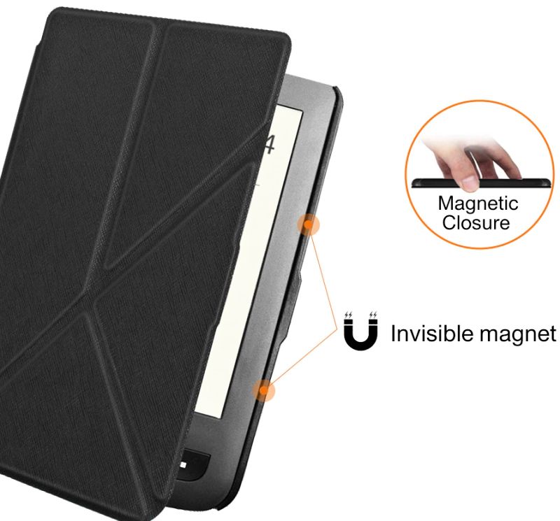 Puzdro Origami Durable Lock pre Pocketbook 614 / 615 / 624 / 625 / 626 - čierne, stojan, magnet