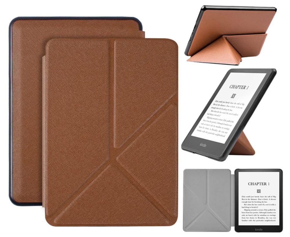 Origami Durable Lock OR62 - púzdro pre Amazon Kindle 2022, magnet, stojan - hnedé