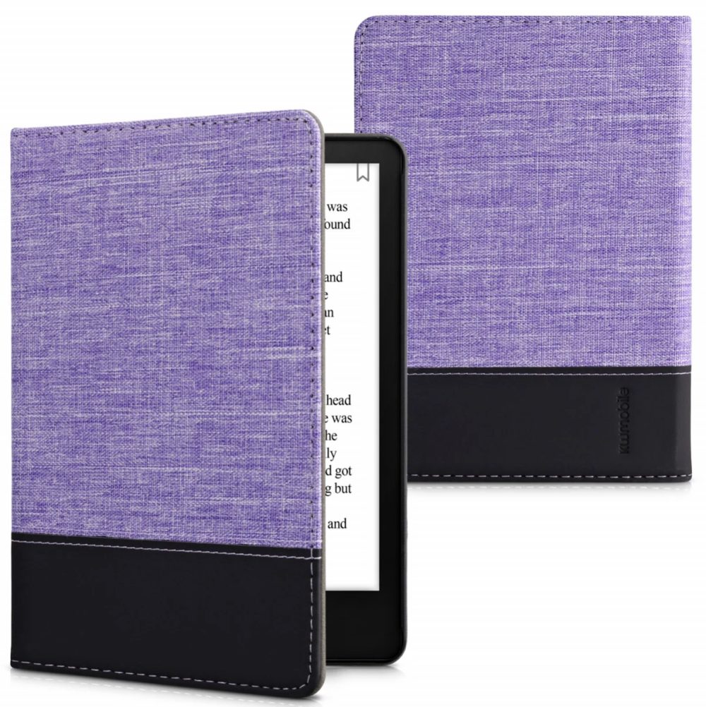 Púzdro KW Mobile - Leather And Canvas - KW5762645 - pre Amazon Kindle Paperwhite 5 (2021) - fialové, čierne