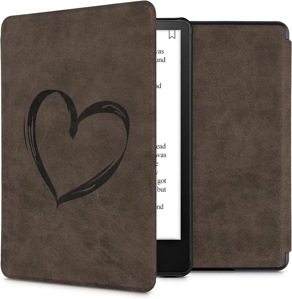 Puzdro KW Mobile Felt Brushed Heart - KW5625802 - pre Amazon Kindle Paperwhite 5 (2021) - hnedé