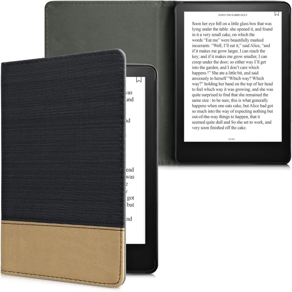 Púzdro KW Mobile - Leather And Canvas - KW5715701 - pre Amazon Kindle Paperwhite 5 (2021) - hnedé, čierne