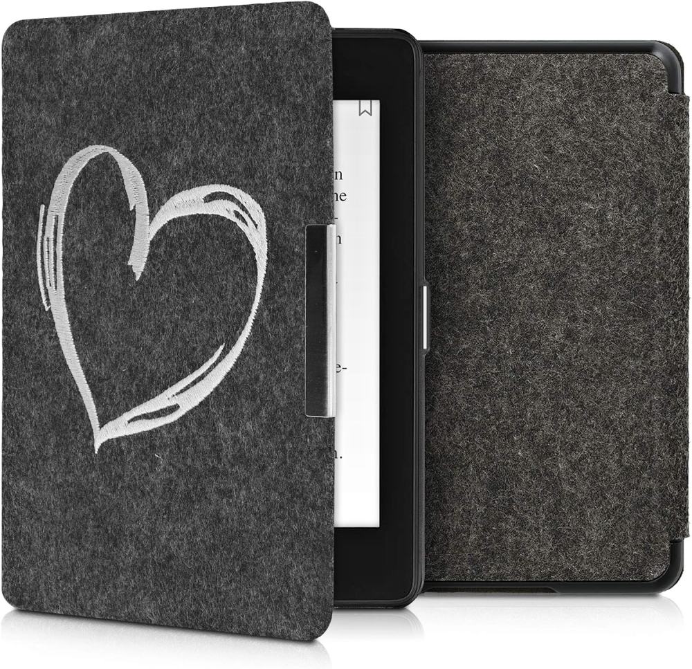 Puzdro KW Mobile Felt Brushed Heart - KW4848910 - pre Amazon Kindle Paperwhite 4 (2018) - čierne