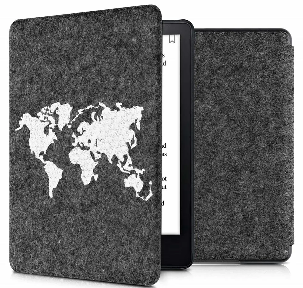 Puzdro KW Mobile Felt Travel Outline - KW5626008 - pre Amazon Kindle Paperwhite 5 (2021) - tmavo šedé