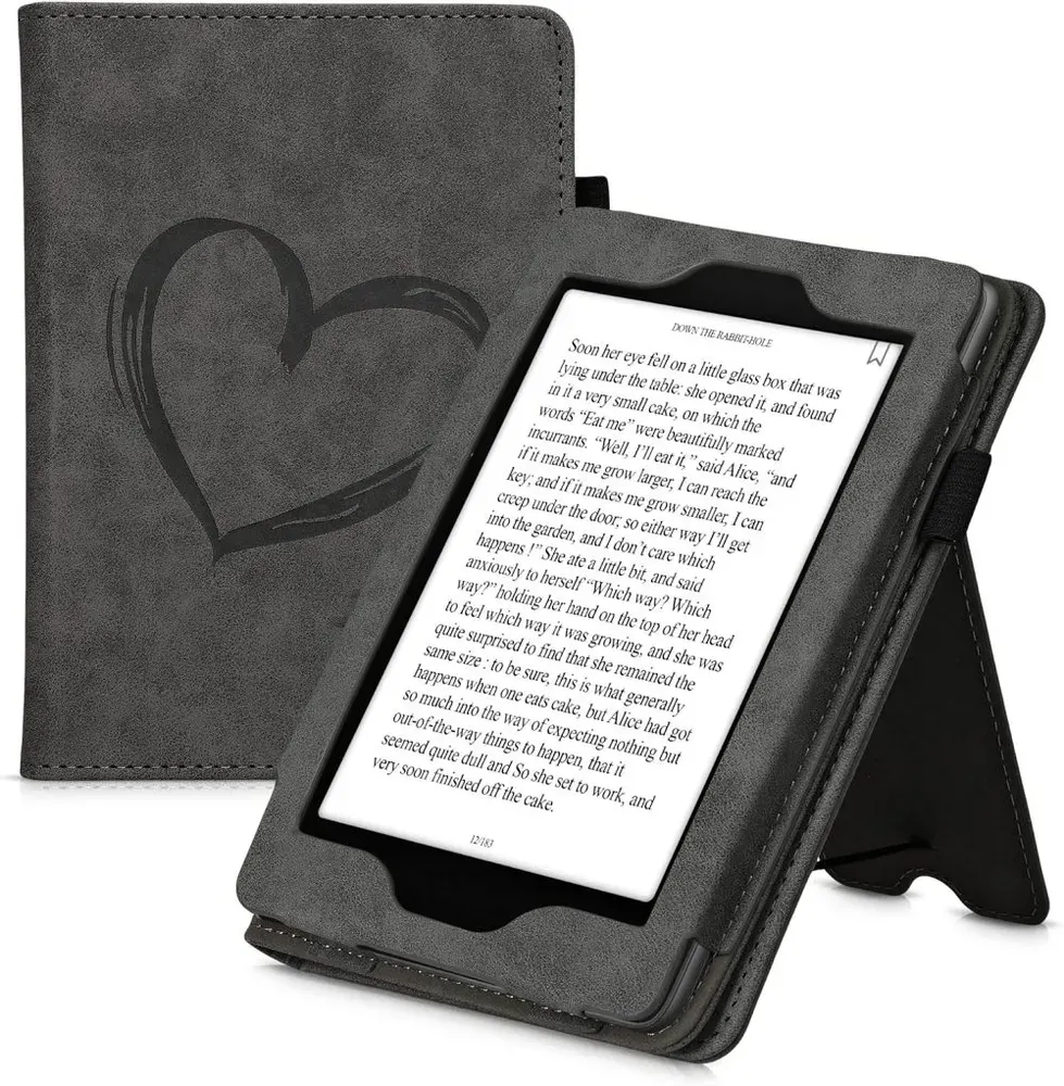 Puzdro KW Mobile Brushed Heart - KW5626802 - pre Amazon Kindle Paperwhite 1/2/3 - tmavo šedé
