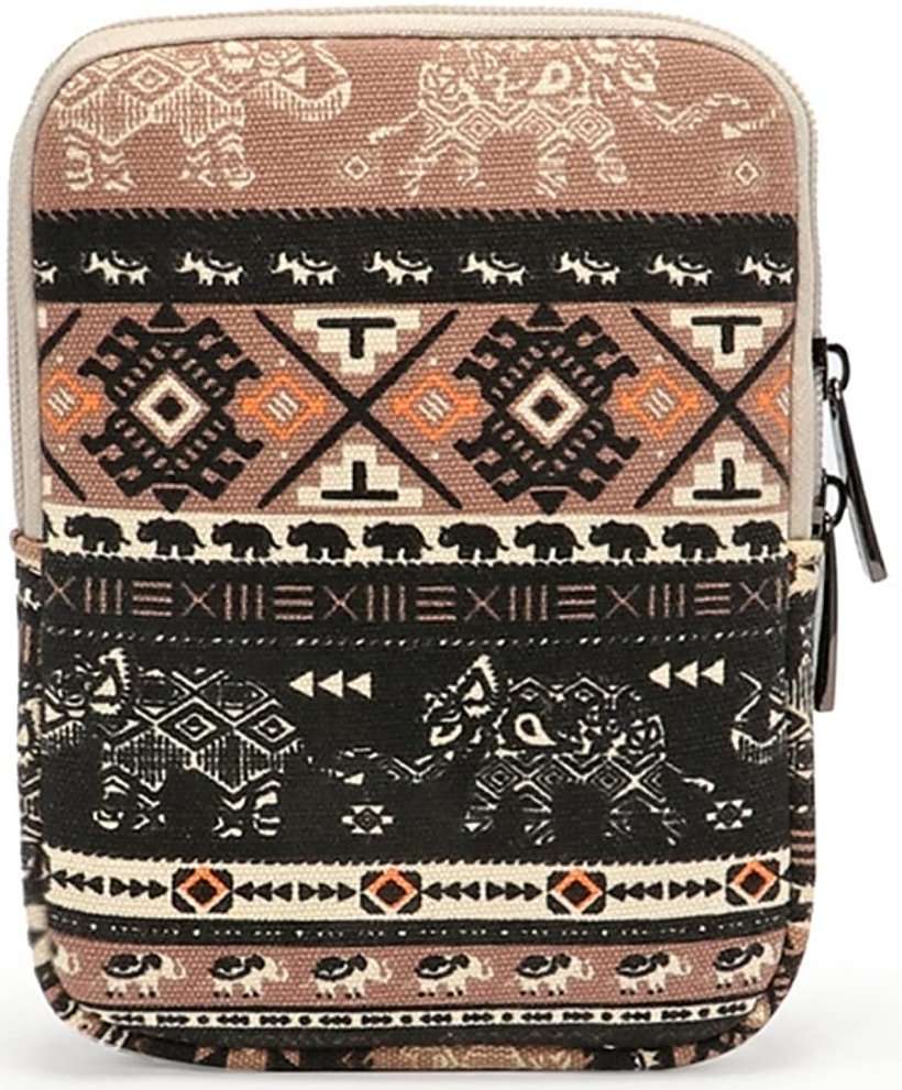 ARMORI Zipper Z068 - motív Brown Elephant - Univerzálne puzdro pre čítačky 6" - textilné, zips