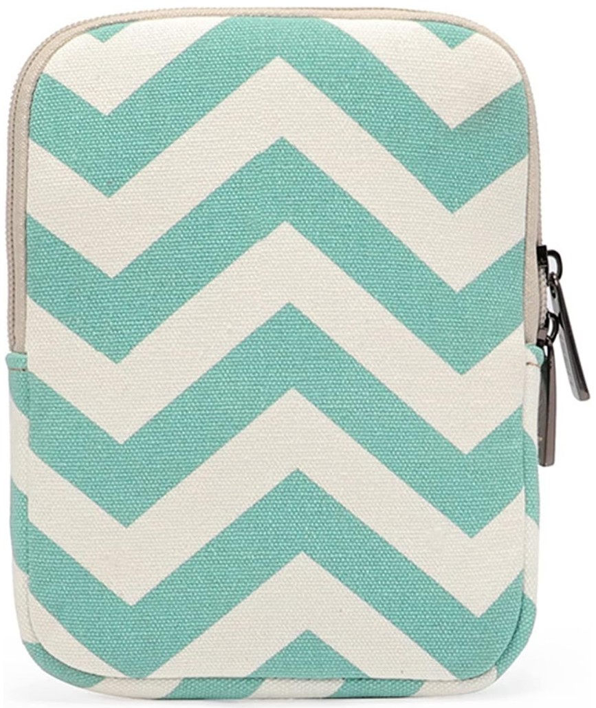 ARMORI Zipper Z074 - motív Zigzag Green - Univerzálne puzdro pre čítačky 6" - textilné, zips