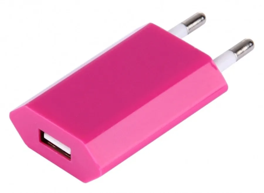 USB sieťový adaptér - AR-1004 - Univerzálna nabíjačka, 5V/1A - tmavo ružový