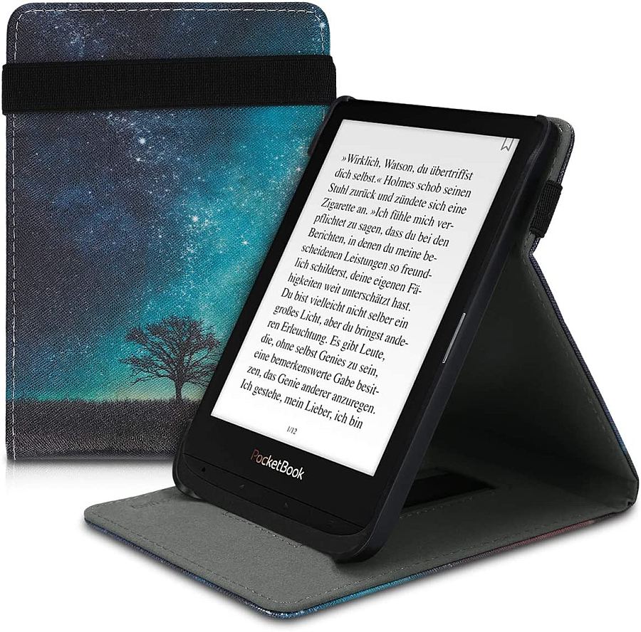 Púzdro KW Mobile - Cosmic Nature - KW4760302 - pre Pocketbook 616/617/627/628/632/633 - farba čierna, šedá, modrá