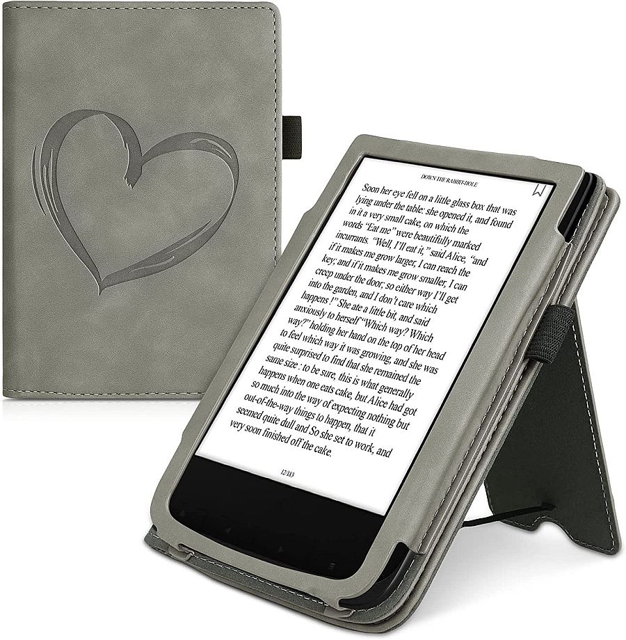 Puzdro KW Mobile - Brushed Heart - KW5481704 - pre Pocketbook 616/617/627/628/632/633 - šedé