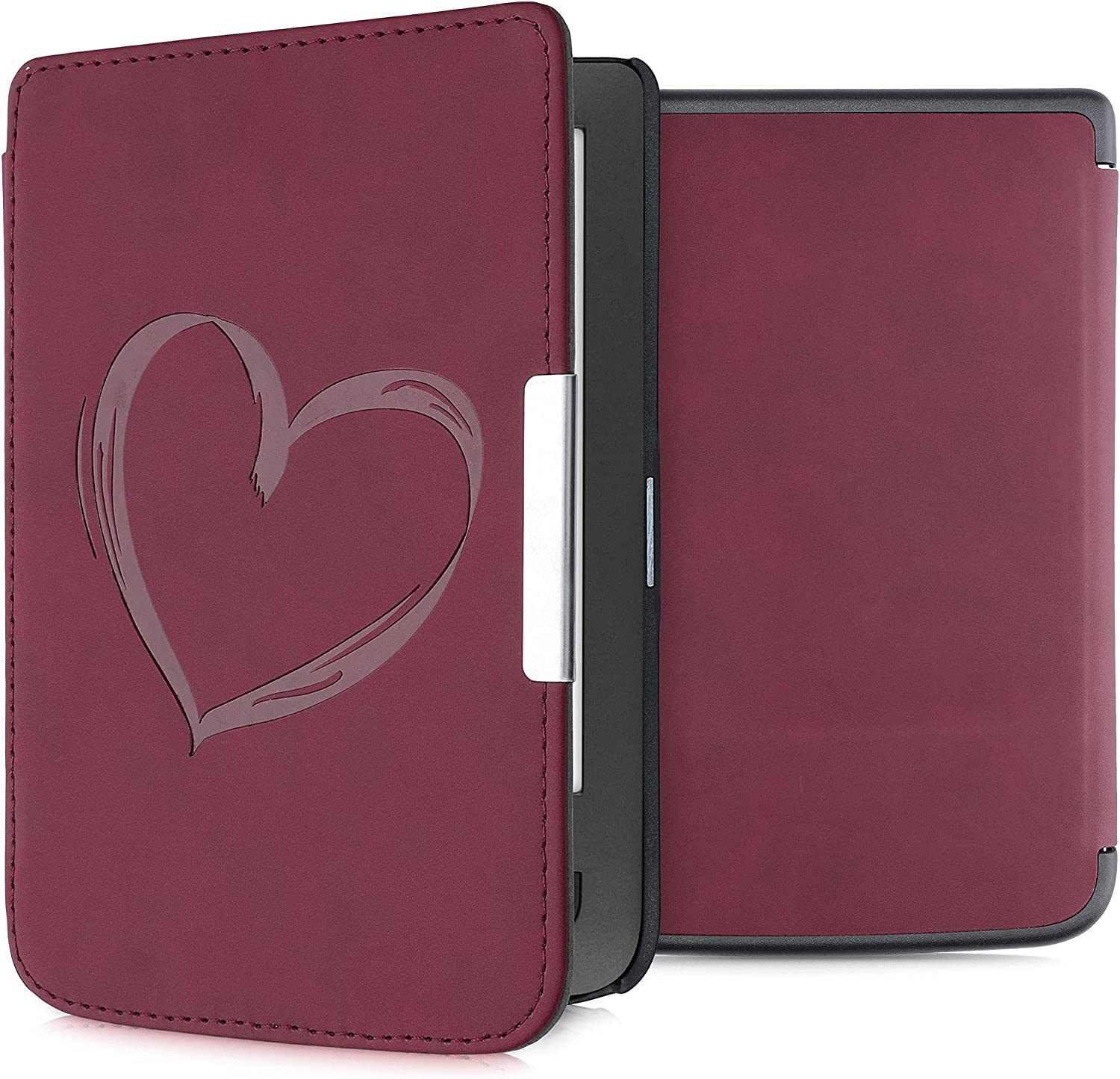 Puzdro KW Mobile - Brushed Heart - KW5574701 - pre Pocketbook 614/615/624/625/626 - tmavo červené