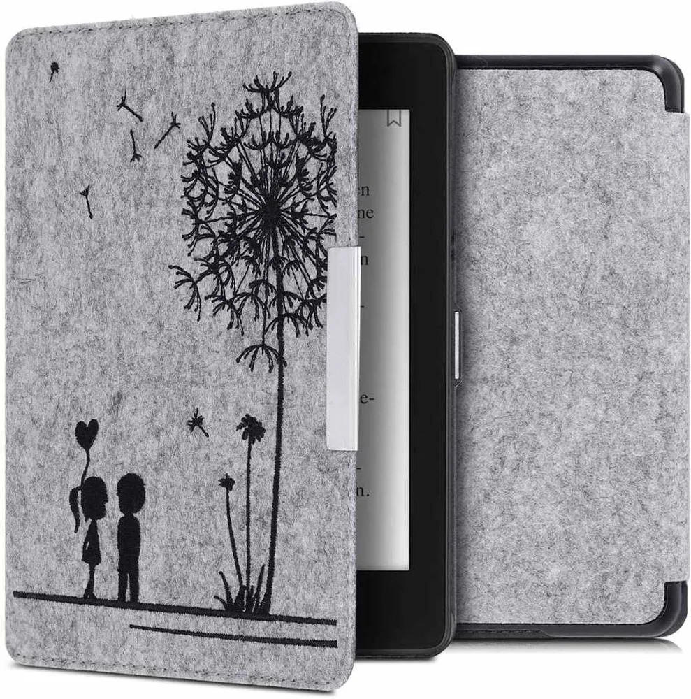 Puzdro KW Mobile Felt Dandelion Love - KW4848903 - pre Amazon Kindle Paperwhite 4 (2018) - šedé