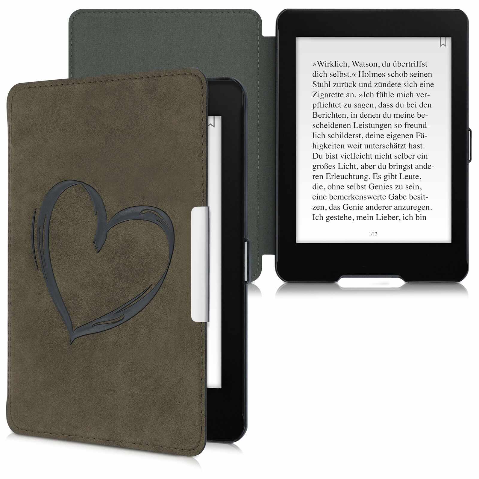 Puzdro KW Mobile Felt Brushed Heart - KW5492402 - pre Amazon Kindle Paperwhite 4 (2018) - hnedé