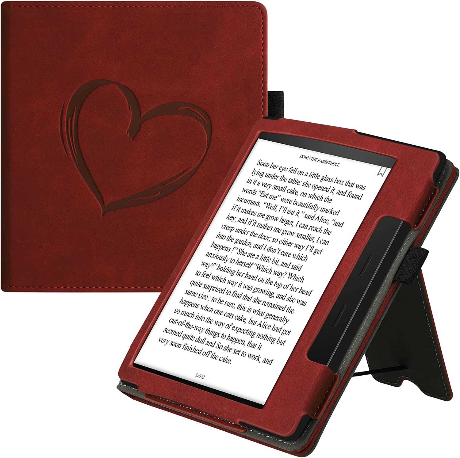 Puzdro KW Mobile - Nubuck Brushed Heart - KW5939301 - pre Amazon Kindle Oasis 2/3 - Dark Red