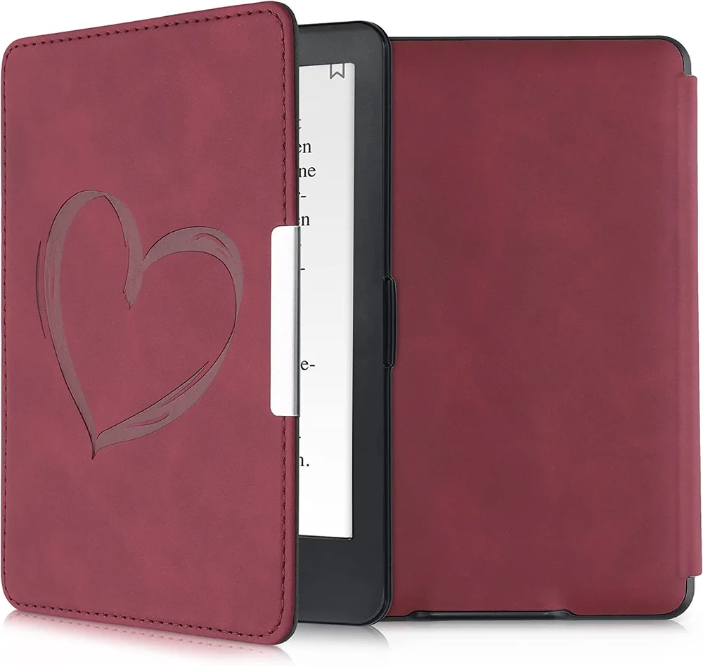 Puzdro KW Mobile - Brushed Heart - KW4974710 - pre Amazon Kindle Paperwhite 1/2/3 - tmavo červené