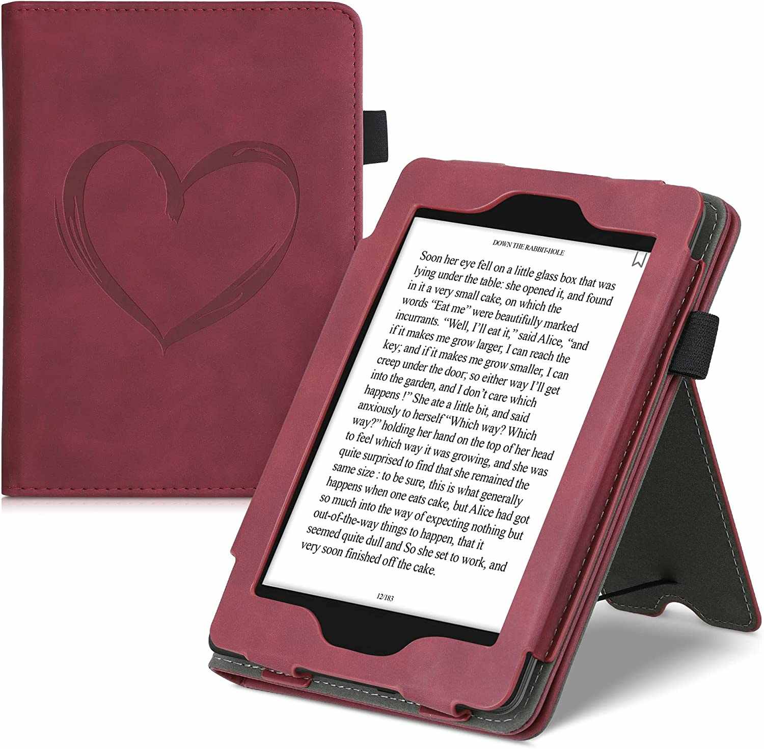 Puzdro KW Mobile - Nubuck Brushed Heart - KW5022204 - pre Amazon Kindle Paperwhite 4 (2018) - Dark Red