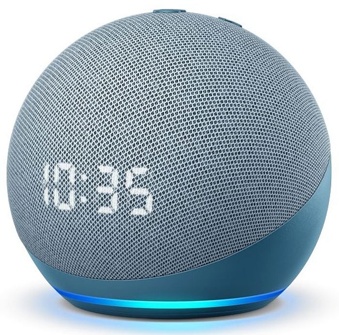 Amazon Echo DOT Clock 2022 (5. generácia) - hlasový asistent s hodinami - Deep Sea Blue (modrý)