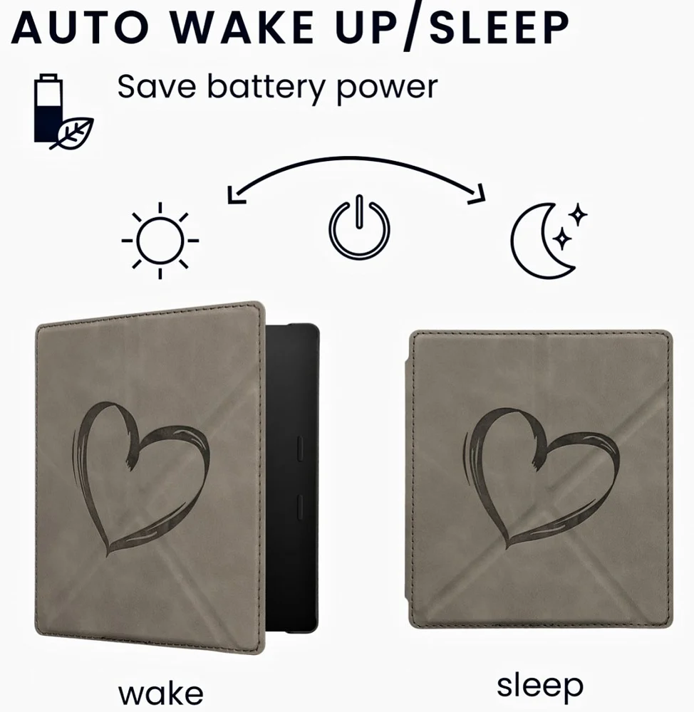 Puzdro KW Mobile - Origami Nubuk Brushed Heart - KW6006101 - pre Amazon Kindle Oasis 2/3 - šedé