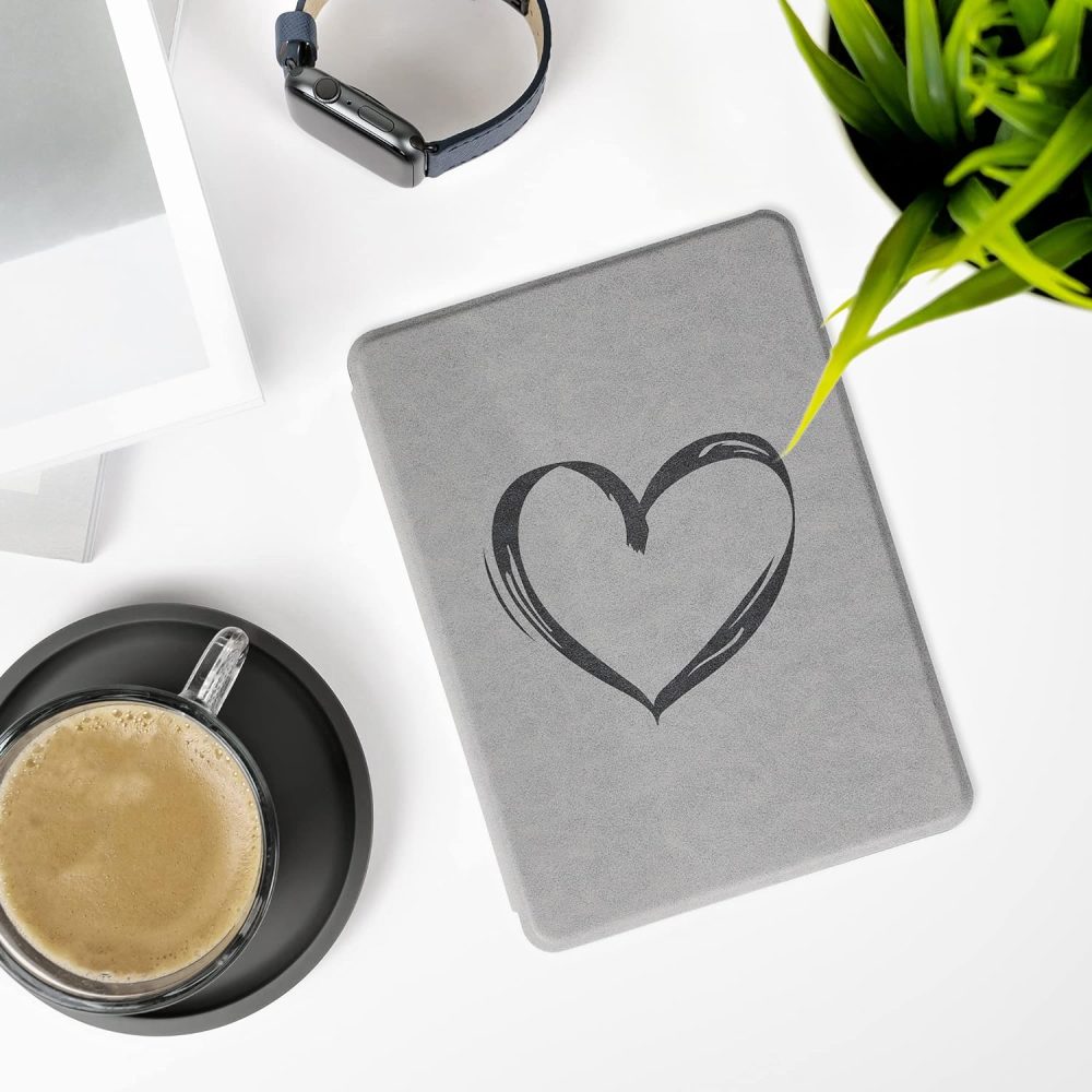 Puzdro KW Mobile - Suede Brushed Heart - KW5625806 - pre Amazon Kindle Paperwhite 5 (2021) - šedé