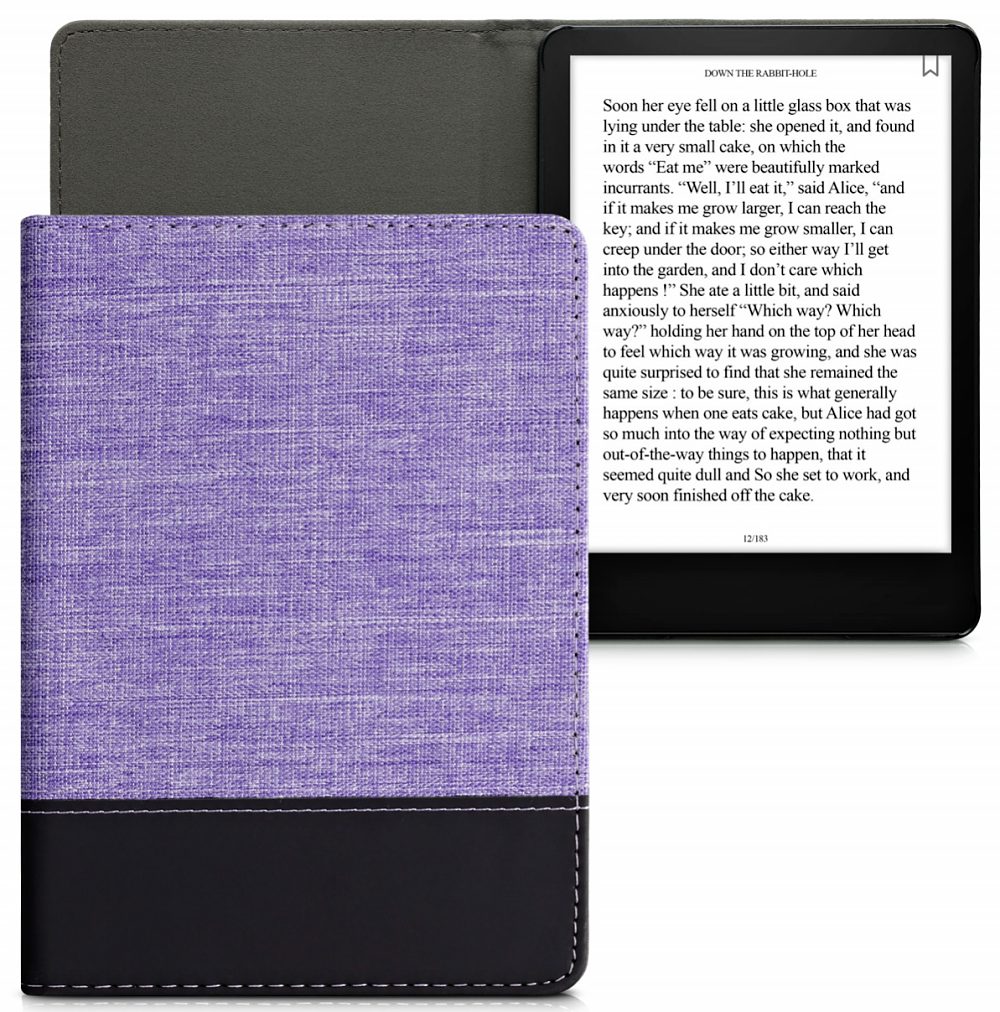 Púzdro KW Mobile - Leather And Canvas - KW5762645 - pre Amazon Kindle Paperwhite 5 (2021) - fialové, čierne