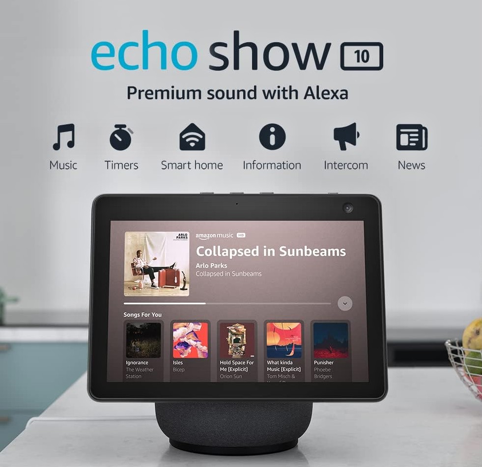 AMAZON ECHO SHOW 10 (2023, 3.GEN) - otočný hlasový asistent s displejom 10" - čierny
