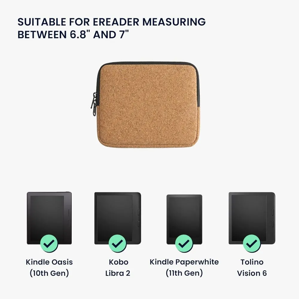 Púzdro KW Mobile Cork Zipper - KW5901424 - Univerzálne púzdro pre čítačky 6-7" - hnedé