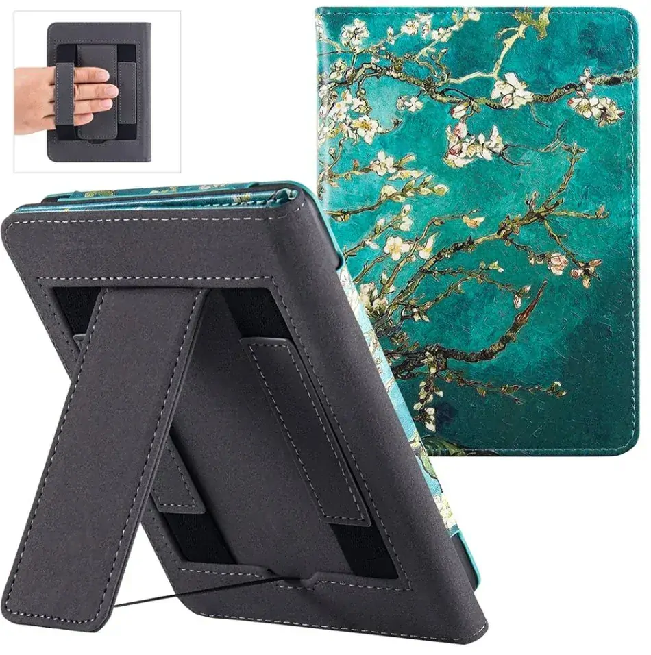 Fortress FT4007 - puzdro so stojanom pre Pocketbook 743 (G/C/K) - motív Blue Garden, magnet, AutoSleep