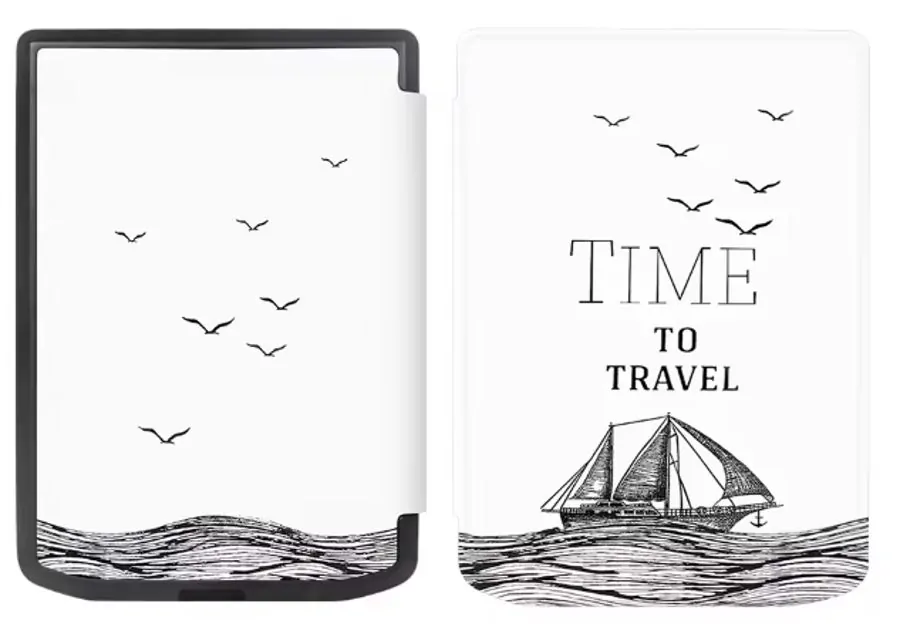 Armori Trimer T060, púzdro pre Pocketbook 629 Verse / 634 Verse Pro - magnetické zatváranie, AutoSleep, motív Time to Travel