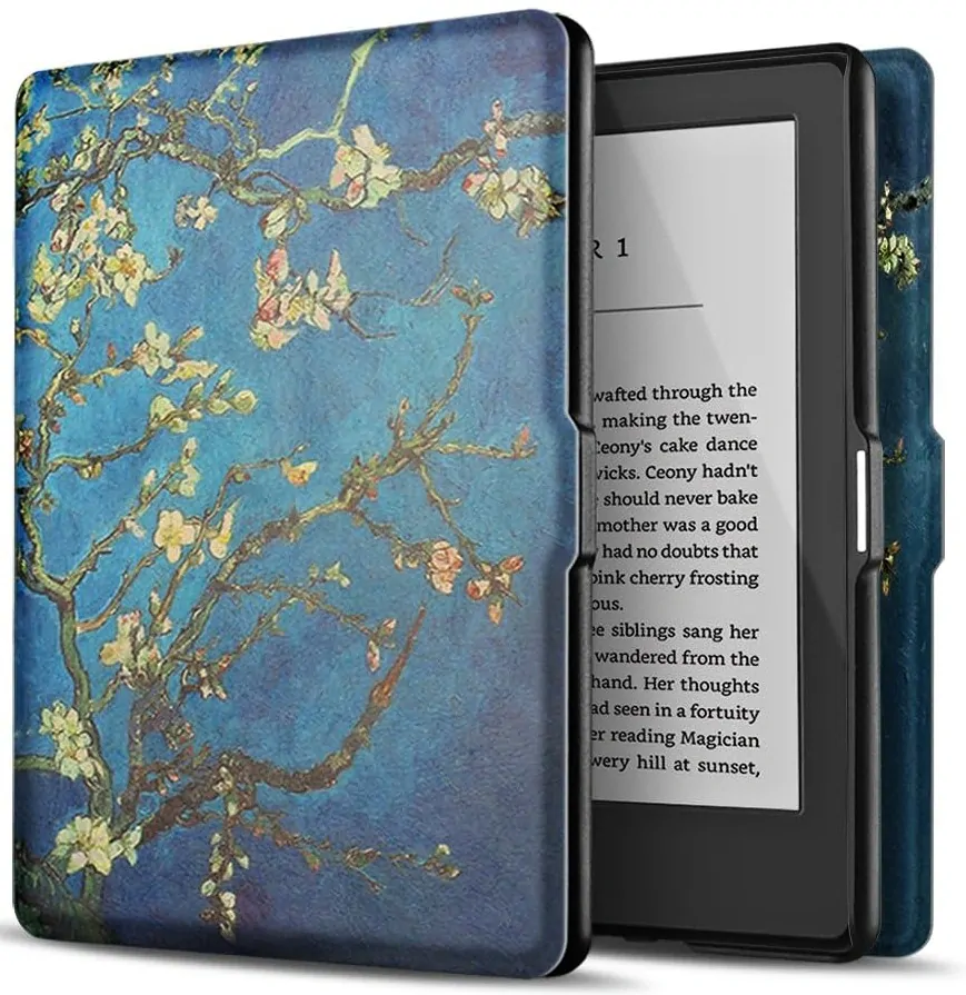 Armori Trimer T123, púzdro pre Amazon Kindle Paperwhite 1/2/3 - magnetické zatváranie, AutoSleep, motív Blue Garden