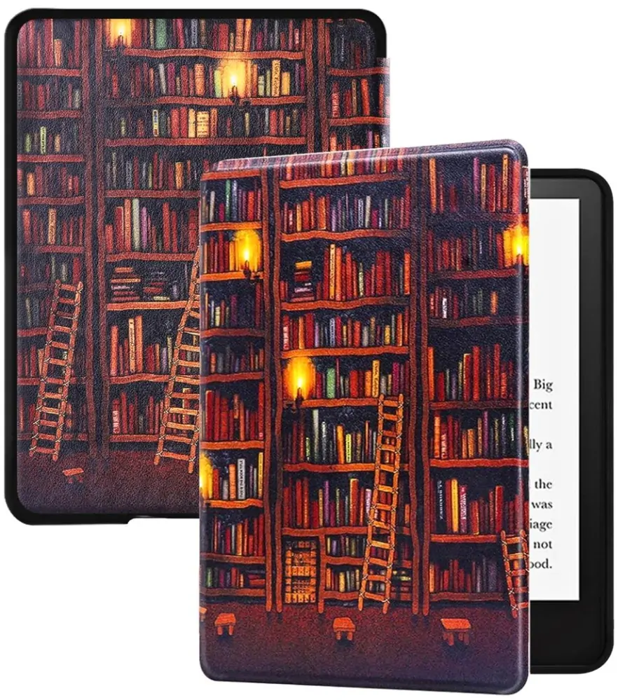 Armori Trimer T128, púzdro pre Amazon Kindle Paperwhite 1/2/3 - magnetické zatváranie, AutoSleep, motív Library