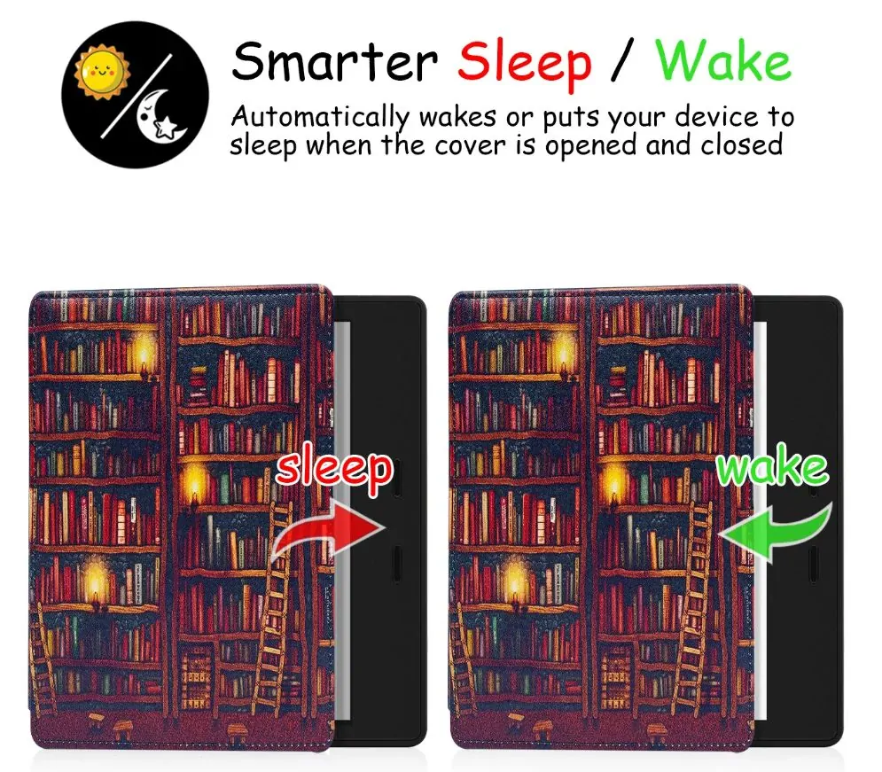 Armori Trimer T153, púzdro pre Amazon Kindle Oasis 2/3 - magnetické zatváranie, AutoSleep, motív Library