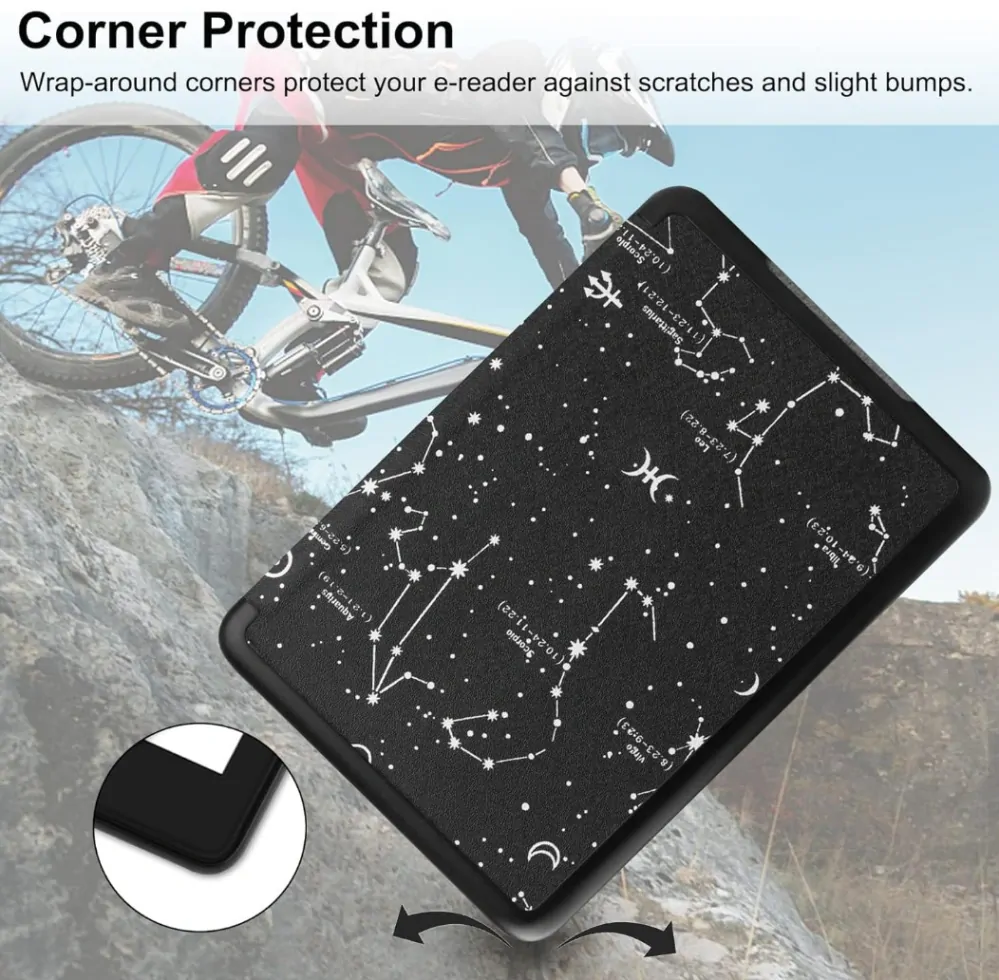 Armori Trimer T159, púzdro pre Amazon Kindle Oasis 2/3 - magnetické zatváranie, AutoSleep, motív Constellation