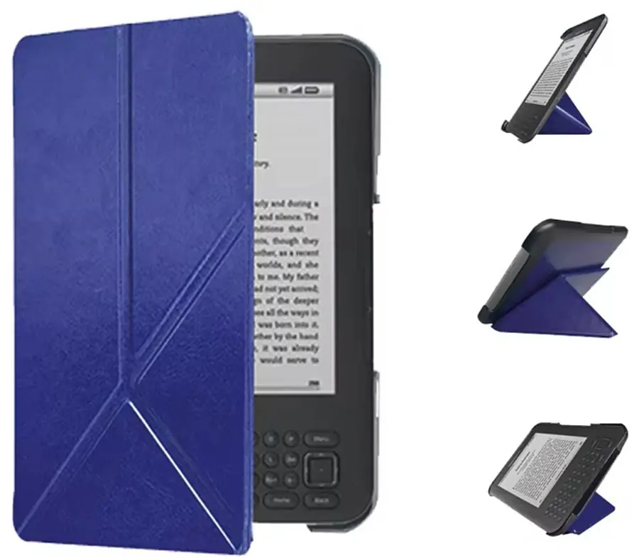 ARMORI STANDER S164, púzdro so stojanom Origami pre Amazon Kindle 3 Keyboard - tmavo modré