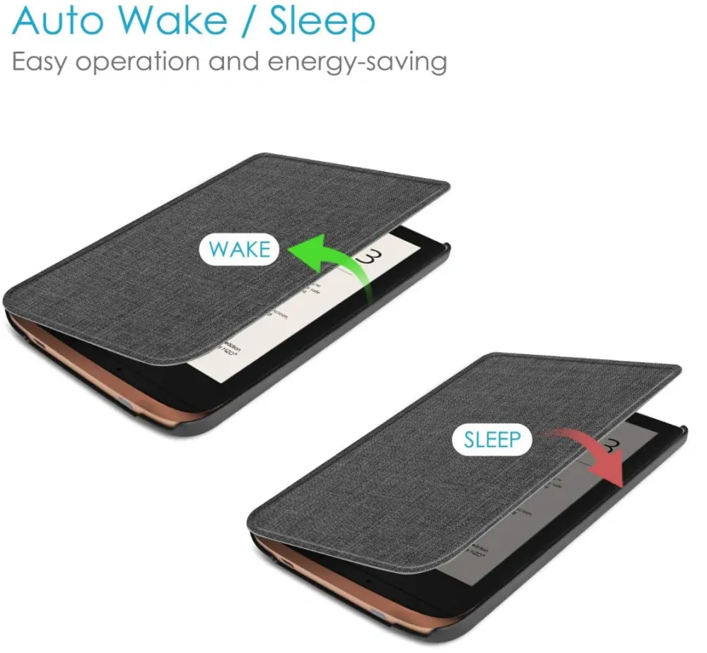 Armori Trimer T187, puzdro pre Pocketbook 616/617/618/627/628/632/633 - magnetické zatváranie, AutoSleep, motív Grey Canvas