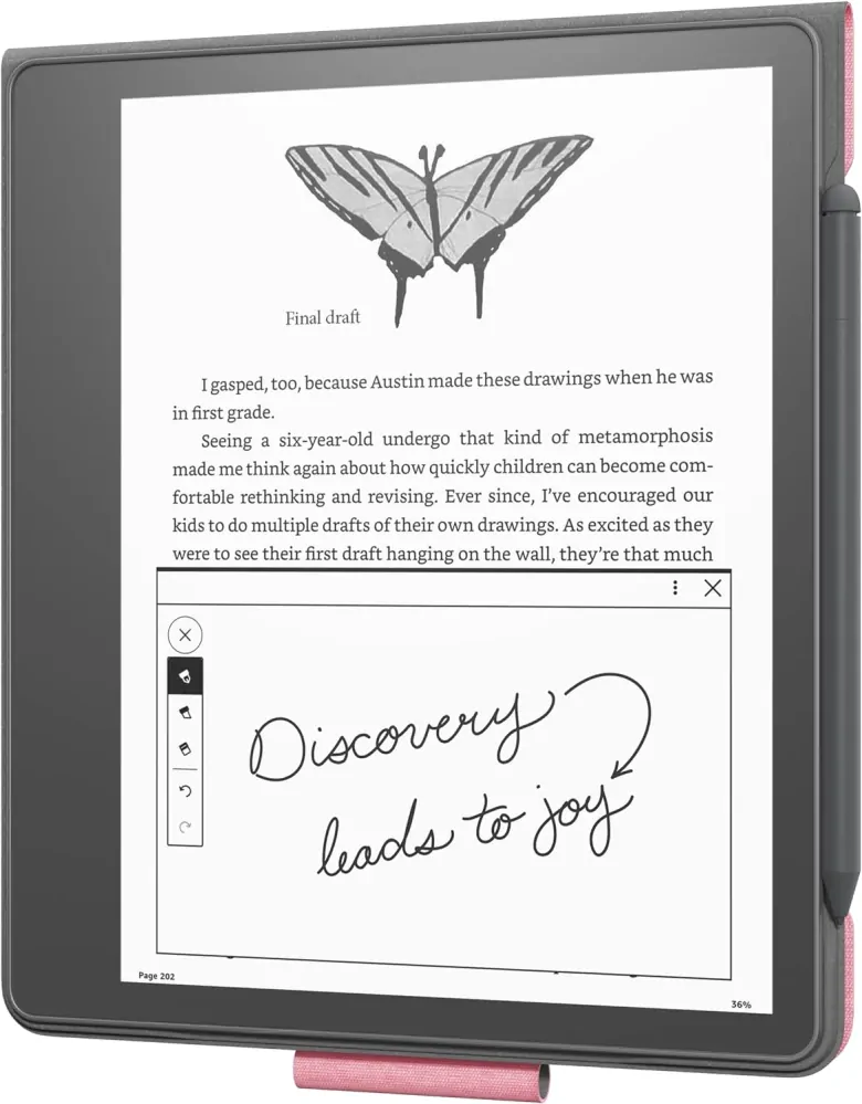 Originálne púzdro Amazon Kindle Scribe - KSFALP, PU koža, stojan, svetlo ružové