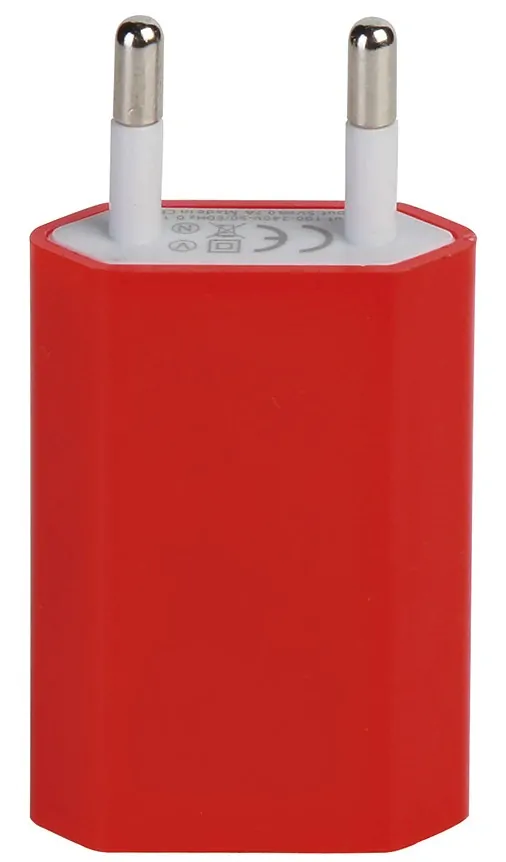 USB sieťový adaptér - AR-1005 - Univerzálna nabíjačka, 5V/1A - červená