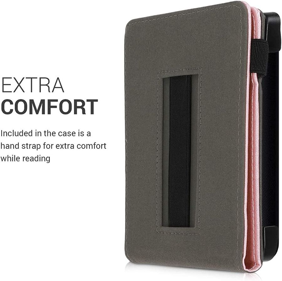 Púzdro KW Mobile - Case with Strap Stand - KW4728881 - pre Pocketbook 616/617/627/628/632/633 - farba ružová, zlatá