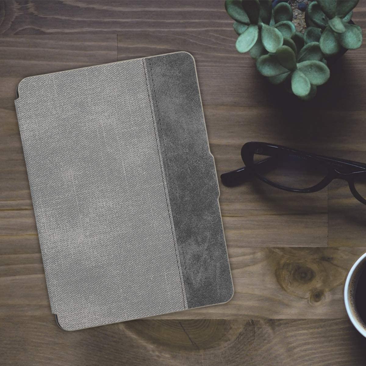 Puzdro KW Mobile Felt Leather - KW5021501 - pre Amazon Kindle Paperwhite 1/2/3 - šedá, čierna