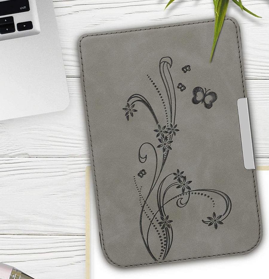 Puzdro KW Mobile - Butterfly Tendril - KW5022802 - pre Pocketbook 616/617/627/628/632/633 - šedé