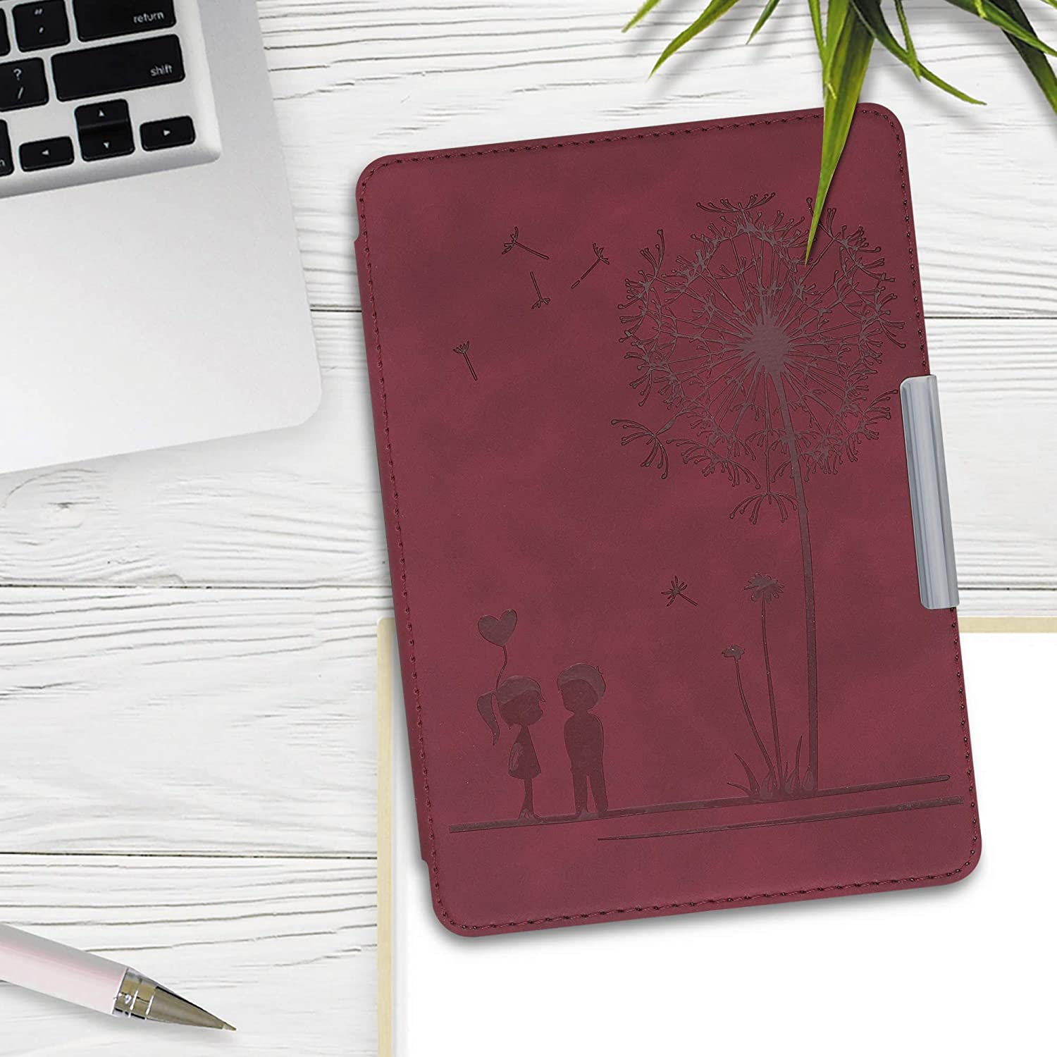 Puzdro KW Mobile - Dandelion Love Dark Red - KW4897517 - pre Amazon Kindle Paperwhite 4 (2018) - červené