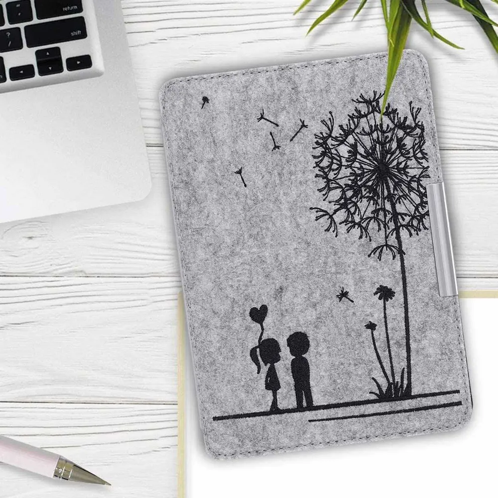 Puzdro KW Mobile Felt Dandelion Love - KW4848903 - pre Amazon Kindle Paperwhite 4 (2018) - šedé