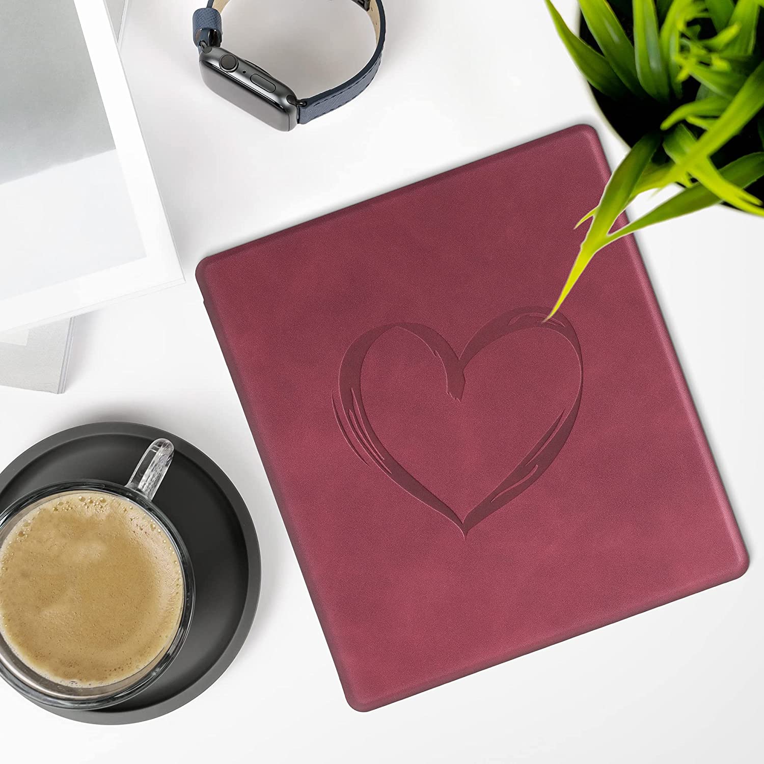 Puzdro KW Mobile - Brushed Heart - KW5697205 - pre Amazon Kindle Oasis 2/3 - červené