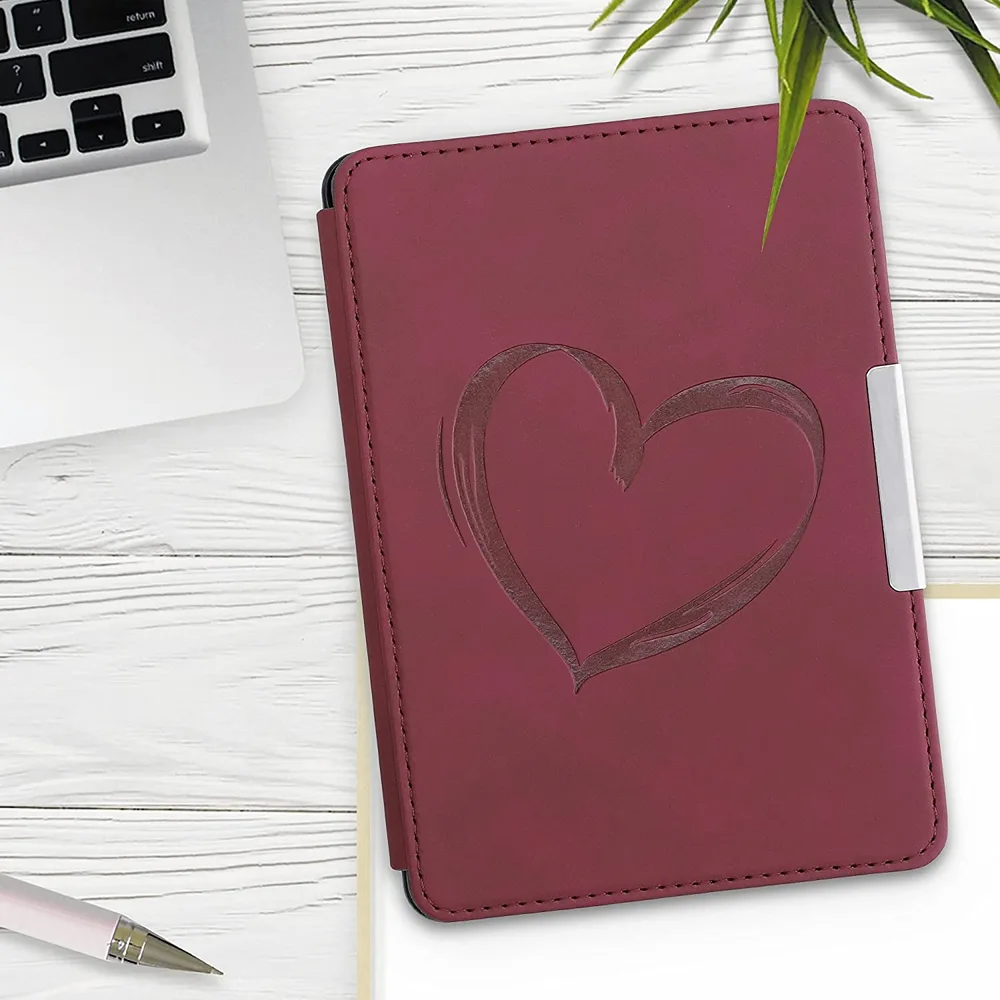 Puzdro KW Mobile - Brushed Heart - KW4974710 - pre Amazon Kindle Paperwhite 1/2/3 - tmavo červené