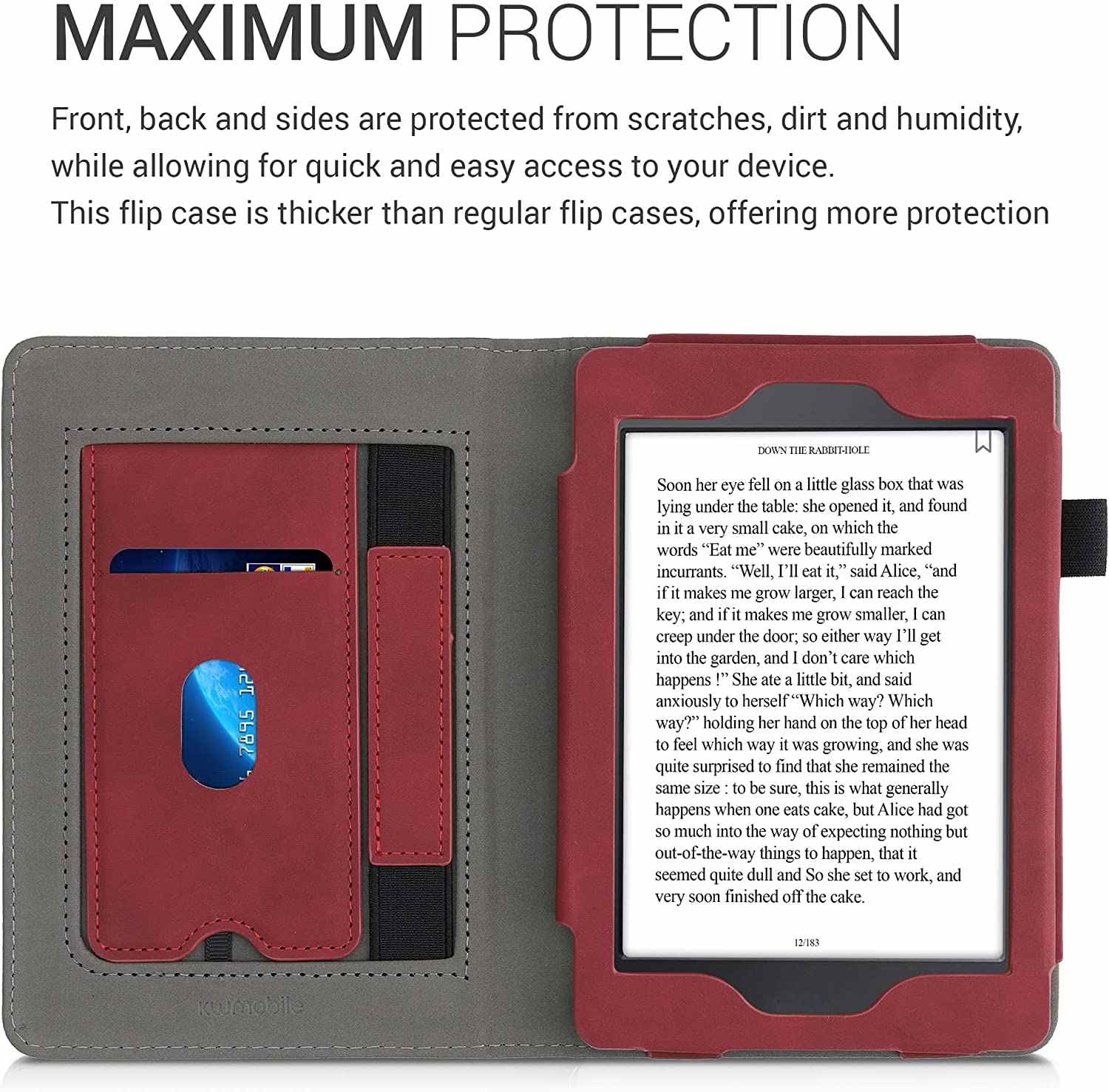 Puzdro KW Mobile - Nubuck Brushed Heart - KW5567502 - pre Amazon Kindle Paperwhite 1/2/3 - Dark Red