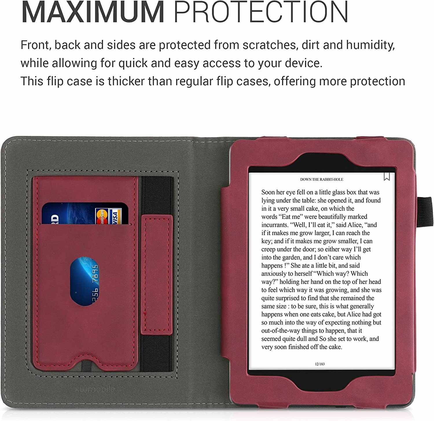 Puzdro KW Mobile - Nubuck Brushed Heart - KW5022204 - pre Amazon Kindle Paperwhite 4 (2018) - Dark Red