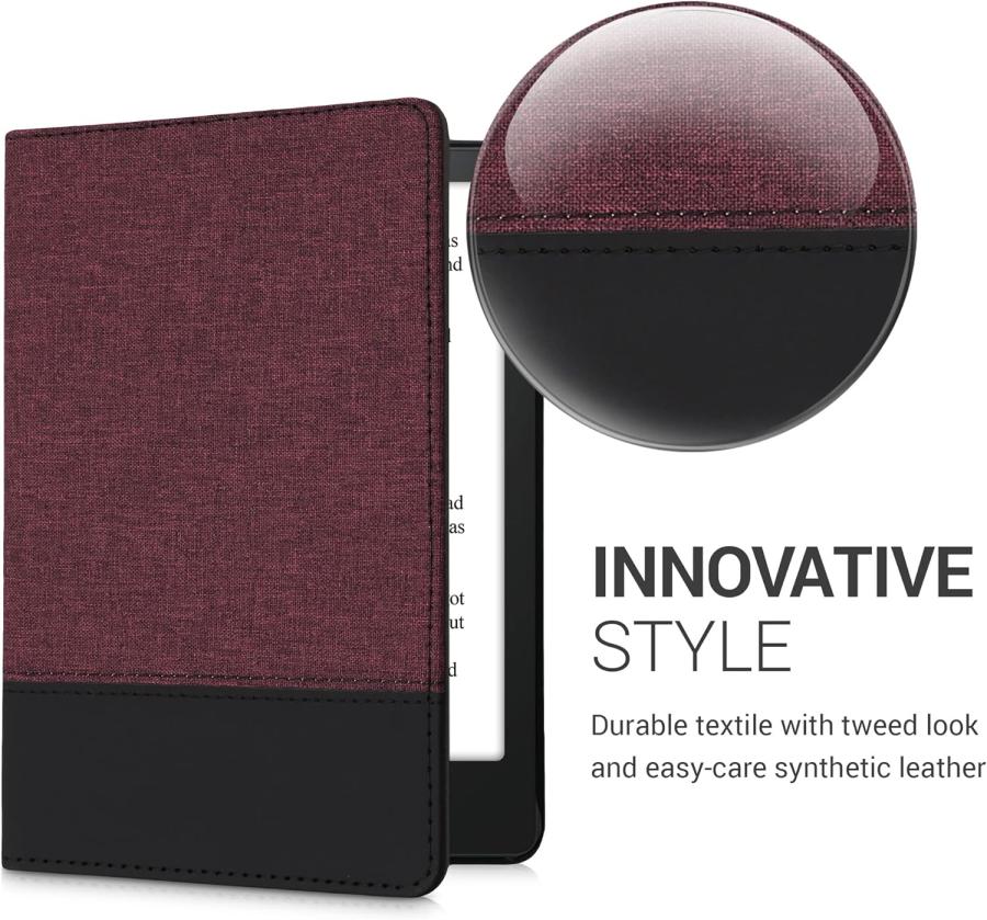 Púzdro KW Mobile - Leather And Canvas - KW5715720 - pre Amazon Kindle Paperwhite 5 (2021) - červené, čierne