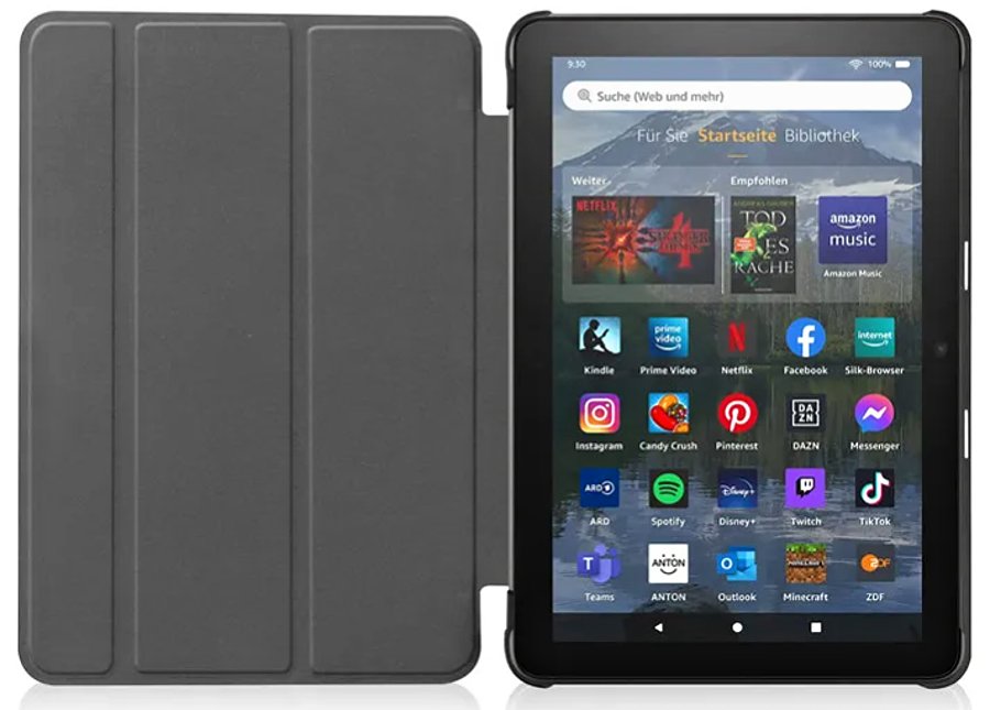 Durable Lock DLS-206 - puzdro so stojanom pre Amazon Kindle Fire HD 8 - čierne (10.gen, 12.gen.)
