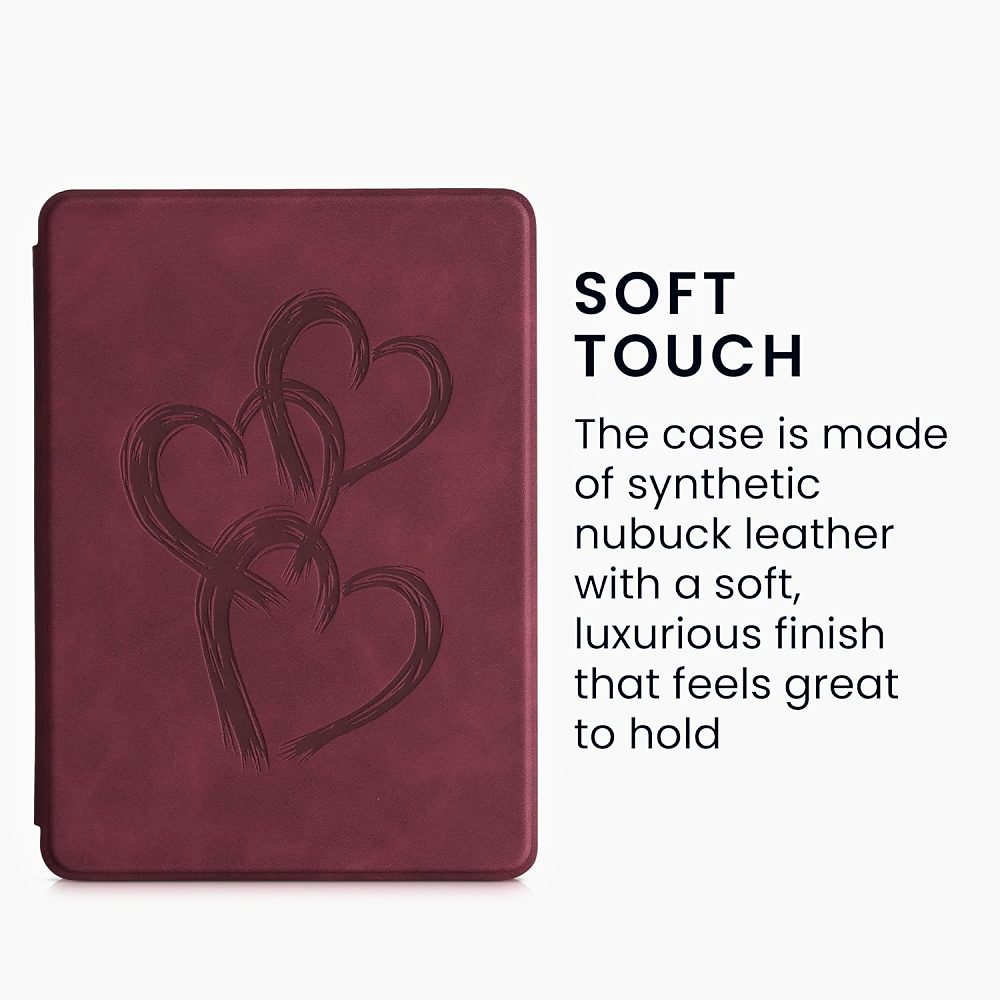 Puzdro KW Mobile - Brushed Heart Abstract - KW5625715 - pre Amazon Kindle Paperwhite 5 (2021) - červené