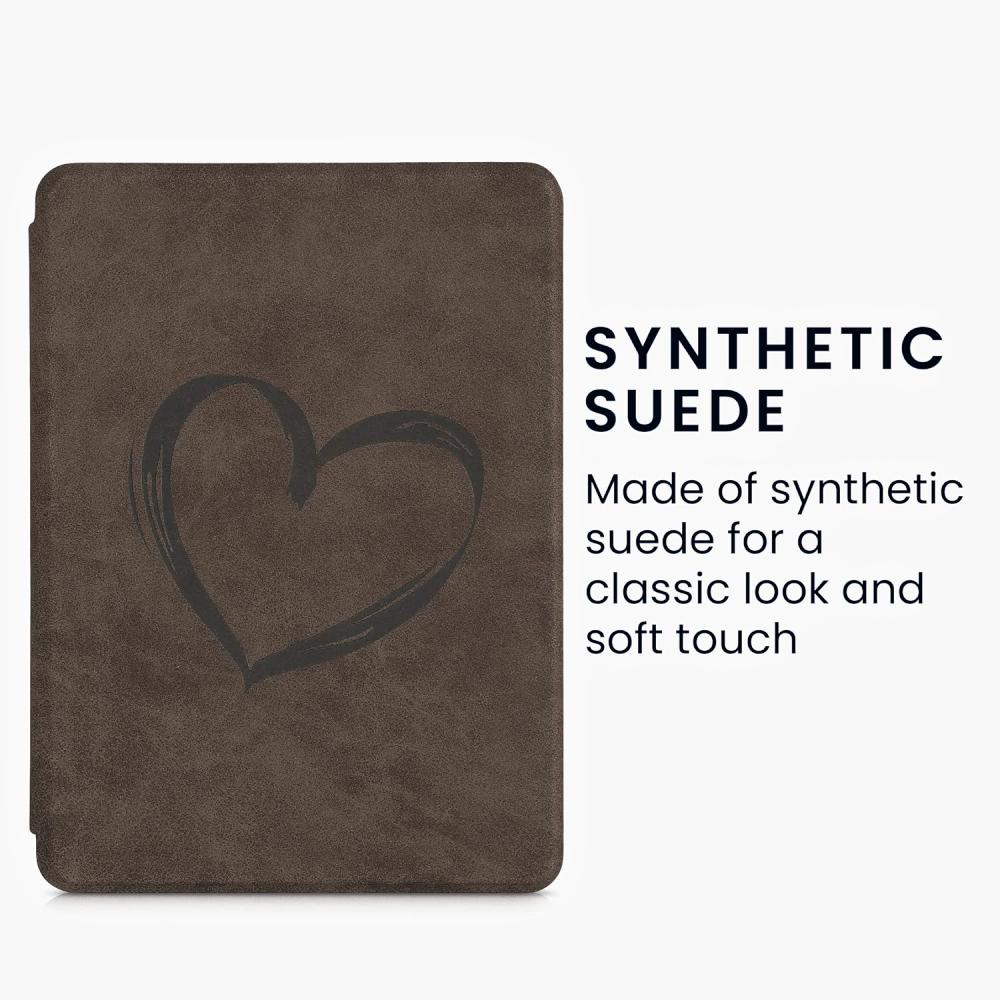 Puzdro KW Mobile Felt Brushed Heart - KW5625802 - pre Amazon Kindle Paperwhite 5 (2021) - hnedé