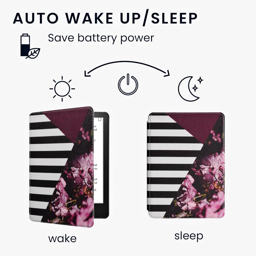 Puzdro KW Mobile - Flowers & Stripes - KW5625662 - pre Amazon Kindle Paperwhite 5 (2021) - viacfarebné